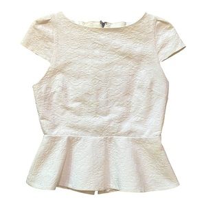 Alice & Olivia White Peplum Cap Sleeve Top Sz Small
